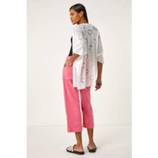 Roman Roman White Pointelle Heart Knit Cardigan
