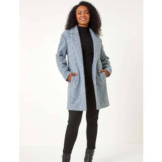 Roman Roman Blue Petite Textured Boucle Coat
