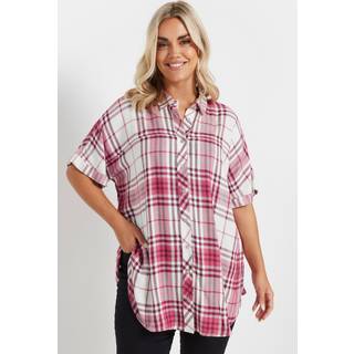 Yours Curve Yours Curve Red Viscose Check Shirt
