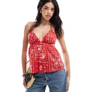Hollister Rød V-hals Snøre Open Back Topsmall