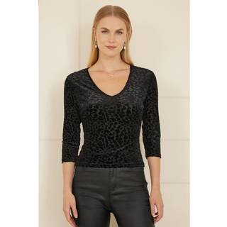 Yumi Velvet Leopard Tryk V-hals TopEU 40 (UK 12)