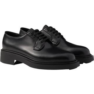 Brushed Leather Derby Shoes in Black - 9.5