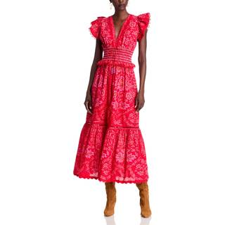 Farm Rio Floral cotton maxi dress - red - XL