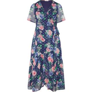 Yours Curve Yours Curve Blue London Metallic Marking Wrap Dress