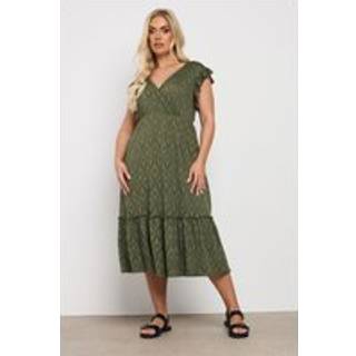 Yours Curve Yours Curve Green Broderie Anglaise Midaxi Dress