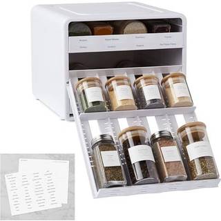 Youcopia Spicestack 18-bottle Justerbar Spice Rack Organizer Pull-Out krydderier til køkkenskab og pantry-opbevaring med 104 etiketter og justerb