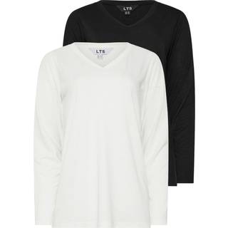 Lts Premium Tall 2 Pack White & Black Vneck Tops 10 Lts | Tall Women's Women's Multipack Tops & Vests