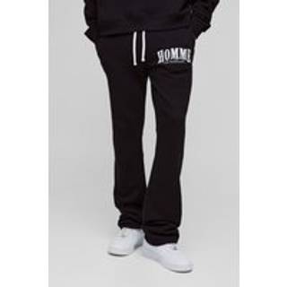 Mens Black Tall Slim Homme Stacked Flare Joggers