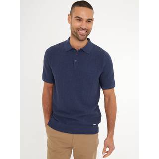 Threadbare Threadbare Dark Blue Cotton Mix Short Sleeve Textured Knitted Polo Shirt