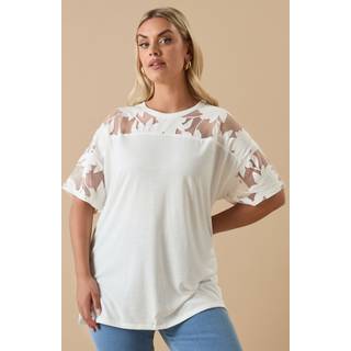 Yours Curve Yours Curve White Boxy Burnout Panel T-Shirt