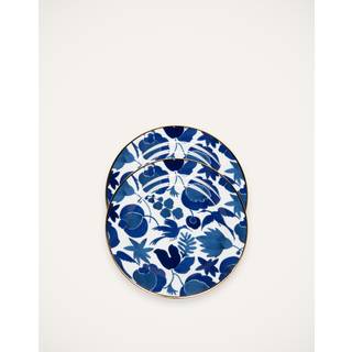 La DoubleJ Tableware - 'Wildbird' dessert plates, set of two, blue in Multicolor porcelain