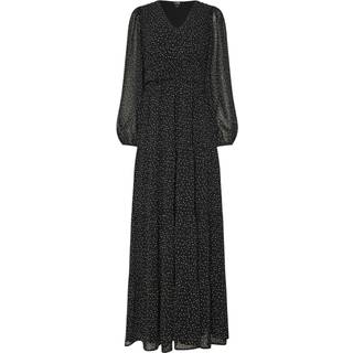 Lts Tall Black Chiffon Spot Tiered Maxi Dress 18 Lts | Tall Women's Black Dresses