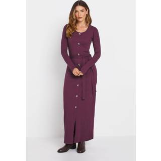 Lts Tall Burgundy Red Ribbed Button Maxi Dress 16 Lts | Tall Women's Maxi Dresses