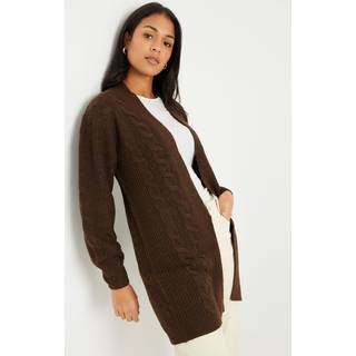 Threadbare Threadbare Tan Brown Ladies Rozanna Cable Detail Cardigan
