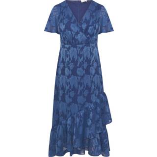 Yours Curve Yours Curve Blue London Flower Jacquard Wrap Dress