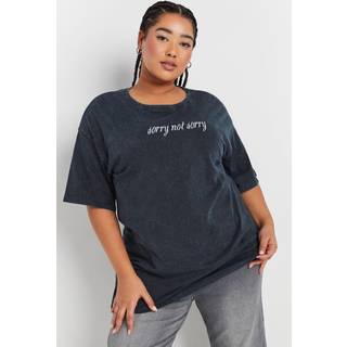 Yours Curve Yours Curve Grey Acid Wash Relaxed 100% Cotton T-Shirt