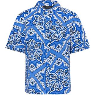 PixieGirl Petite PixieGirl Petite Blue Tile Print Short Sleeve Shirt