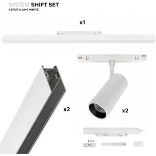 Spectrum SHIFT 2x spot + lysskinne sæt - 2 meter komplet + spots og grundbelysning, Hvid