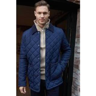 Threadbare Threadbare Navy Diamond Quilted Collared Patch Pocket Jacket