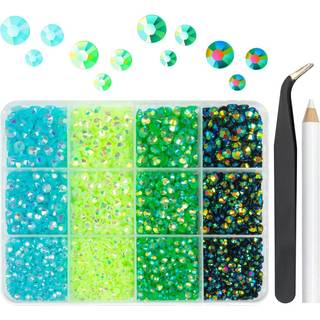 qiipii gr?n gel? harpiks rhinestones bulk 3mm 4 mm 5mm fladback friske gr?nne smaragdgr?nne sten til h?ndv?rk ikke-hotfix peacok ab harpiks perle