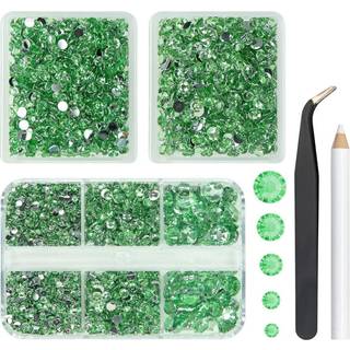 qiipii 3 kasser 5070stk lysegr?n harpiks rhinestones til udformning af fladback harpiks perler rhinestones 2 mm 3mm 4 mm 5mm 6mm ikke-hotfix sten