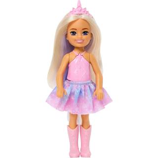 Barbie Dreamtopia Chelsea Unicorn lille dukke med lavendelh?r og horn hovedb?nd aftagelige haledukke b?jninger i taljen