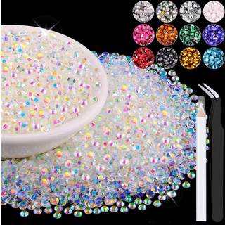 12000stcs 2 mm harpiks gelé rhinestones i bulk (gennemsigtig AB) bedazzling fladback krystaller rhinestones til håndværk af diy negle dekoration