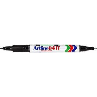 Marker 041T 2-i-1 sort, Artline EK-041T black, 12stk