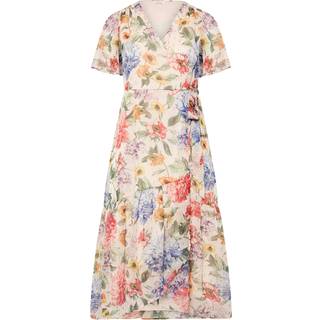 Yours Curve Yours Curve White London Metallic Marking Wrap Dress