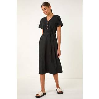 Roman Roman Black Button Mix Midi Dress