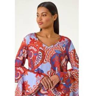 Roman Paisley Tryk Flared Sleeve TopEU 38 (UK 10)