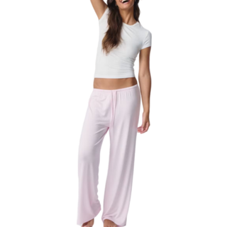 Gina Tricot-drawstring wide trousers-Vide bukser-Pink-M-Dame