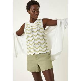 Roman Roman White Scallop Wave Knit Vest