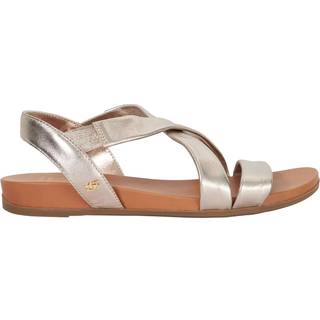 Dune London Dune London Gold Wide Fit Landies Cross Strap Comfort Flat Sandals