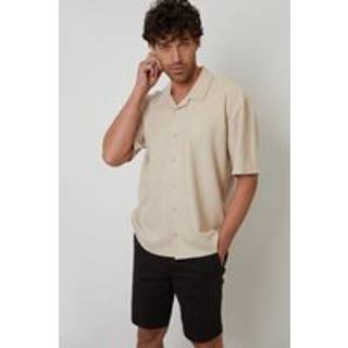 Threadbare Threadbare Natural Textured Revere Collar Short Sleeve Shirt