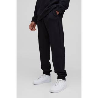 Mens Black Tall Jacquard Regular Pin Tuck Joggers