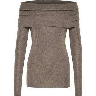 My Essential Wardrobe Pollymw Off Shoulder Blouse Strik 10705085 Major Brown Melange (SMALL)