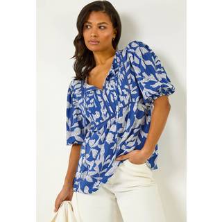 Roman Roman Leaf Tryk Slips Neck Plisseret Top