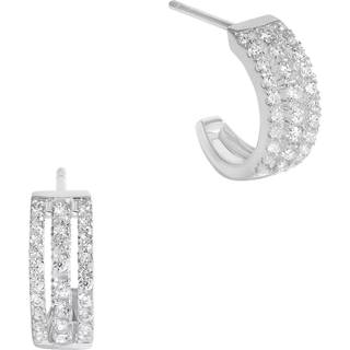 Simply Silver Simply Silver Silver Tone 925 Cubic Zirconia Triple Row Hoop Earrings