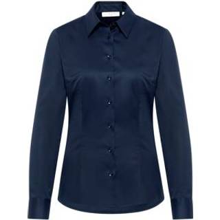 Satin Shirt Blouse in navy plain