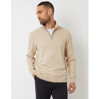 Threadbare Langærmet Textured Knitted Quarter Zip TrøjeMiddel