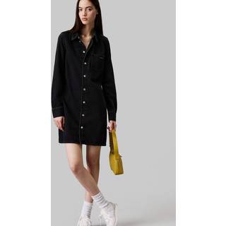 Fitted Denim Shirt Dress - Denim - XL