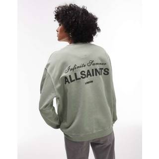 All Saints AllSaints Green Soleil Etta Cotton Sweat Top