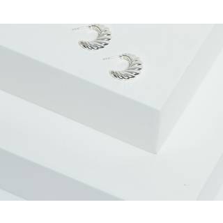 Jon Richard Jon Richard Silver Tone Ridge Hoop Earrings