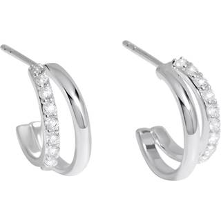 Simply Silver Simply Silver Silver Sterling 925 Cubic Zirconia Double Row Hoop Earrings