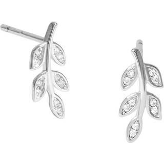 Simply Silver Simply Silver Silver Tone 925 Cubic Zirconia Leaf Stud Earrings
