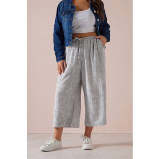 Yours Curve Hør Afkortet Brede bukseben Skinny Waist Bukser48