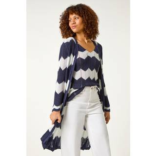 Roman Chevron Stribet Shimmer Longline CardiganEU 44 (UK 16)