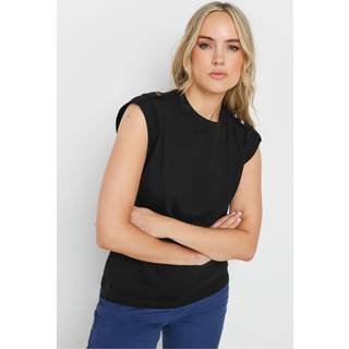 Lts Tall Black Cotton Shoulder Tab Tshirt 8 Lts | Tall Women's Day Tops
