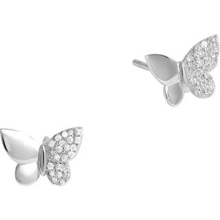Simply Silver Simply Silver Silver Sterling 925 Polished and Pave Butterfly Stud Earrings